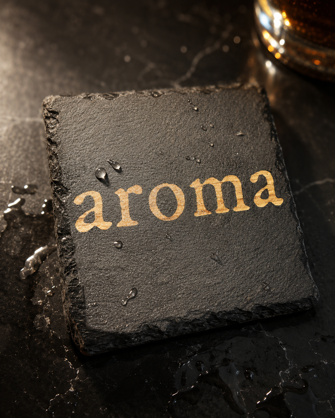 Sottobicchiere Aroma — incisione laser su ardesia
